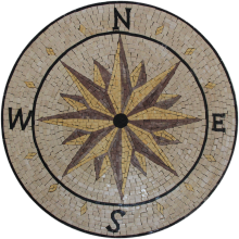 Marble Medallion Earth Tones Compass Mosaic