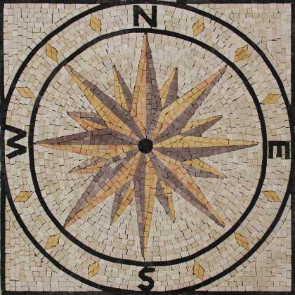 Square Floor Navigation Compass Mosaic
