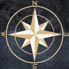 Black and Yellow Compass Pointing Star Mosaic