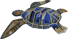 Blue Sea Turtle Pool Mosaic
