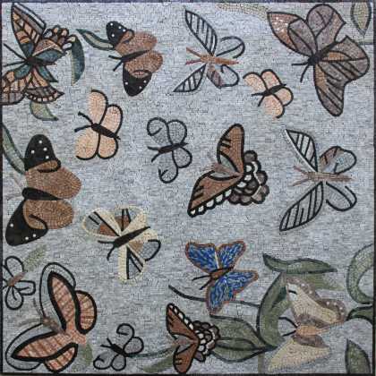 Butterflies Mosaic Wallpaper Art