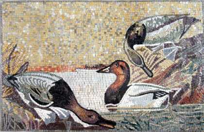 Ducks in Pond Natural Stone Marble Mosaic