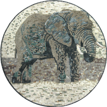 Elephant Round Mosaic Art