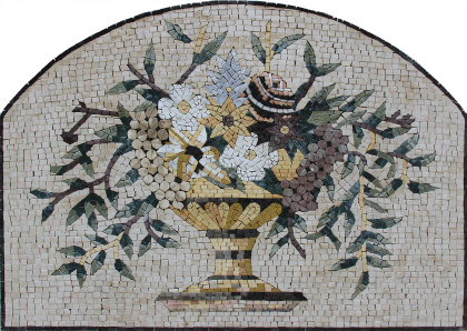 Flower Bouquet Vase Arched Mosaic Art