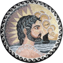 Greco Roman Emperor Round Mosaic Portrait