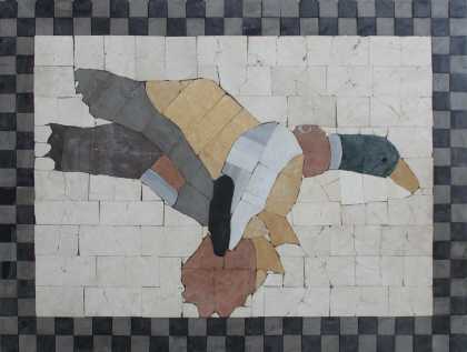 Flying Duck Checkered Border Wall Mosaic