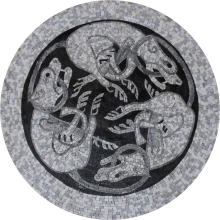 Mythical Illustration Greyscale Round Mosaic