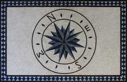Custom Nautical Mosaic Carpet Compass
