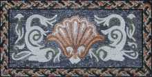 Oriental Pompeii Mosaic with Dolphins and Sea Shell Motif
