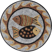 Pisces Fish Zodiac Round Mural Wall  Mosaic