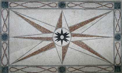 Compass Star With Mosaic Border Frame