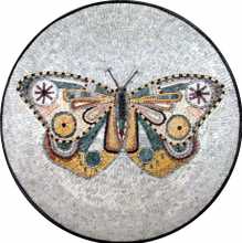 Marble Medallion Colorful Butterfly Mosaic