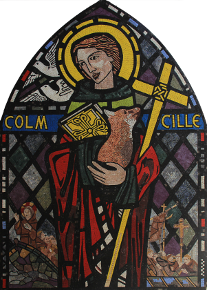 Saint Columba Mosaic Icon in Stained Glass Impression