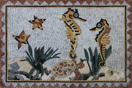 Seahorse Horizontal Pool Mosaic Art