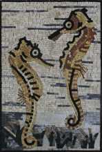 Double Sea Horse Underwater Mural Mosaic