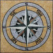 Square Floor Tile Mosaic Compass