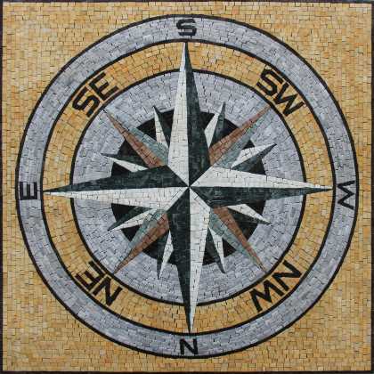 Square Floor Tile Mosaic Compass