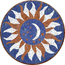 Blue Background Sun and Moon Mosaic