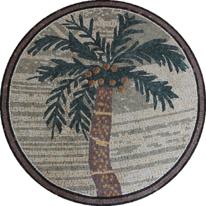 Palm Tree Round Table Top Mosaic