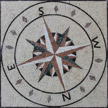 Outdoor Tilted Compass Mosaic